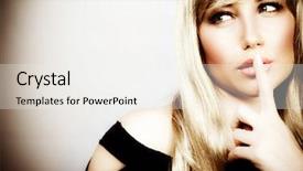  Presentation with photo show - PPT layouts enhanced with quiet peace - photo of attractive woman expression background and a sky blue colored foreground