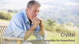  Presentation with outdoors - Slide set enhanced with quiet peace - senior man sitting outdoors background and a blonde colored foreground
