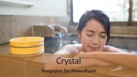  Presentation with hot springs - Slides with quiet peace - woman having hot springs background and a coral colored foreground