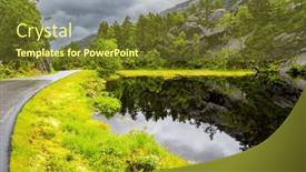  Presentation with rainy day - Presentation theme having quiet-small-lake-next background and a  colored foreground