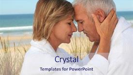  Presentation with people - Cool new presentation theme with quiet time - couple of mature people meditating backdrop and a sky blue colored foreground