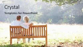  Presentation with active seniors senior couple - Beautiful PPT theme featuring quiet time - senior couple sitting outdoors backdrop and a light gray colored foreground