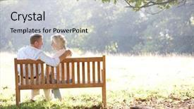  Presentation with multicultural senior citizen - Presentation theme with quiet time - senior couple sitting outdoors background and a light gray colored foreground