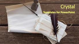  Presentation with feather pen ink - Colorful theme enhanced with quill feather ink bottle ink backdrop and a tawny brown colored foreground