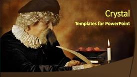  Presentation with writing style - Colorful presentation theme enhanced with quill pen - lawyer or writer writing backdrop and a tawny brown colored foreground