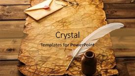  Presentation with vintage paper - Audience pleasing PPT layouts consisting of quill pen - writing accessories on a vintage backdrop and a yellow colored foreground