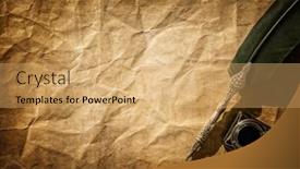  Presentation with pen ink paper - Amazing presentation theme having quill-pen-and-ink-well backdrop and a yellow colored foreground