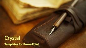  Presentation with quill pen - Cool new slides with quill pen near a vintage backdrop and a tawny brown colored foreground