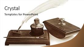  Presentation with feather pen ink - Beautiful slides featuring quill pen nib pen ink backdrop and a white colored foreground