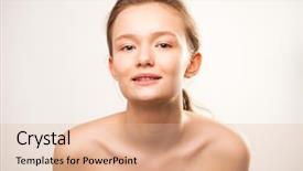  Presentation with close up baby girl knitted - Presentation theme having quinceanera - portrait of a young teen background and a lemonade colored foreground