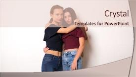  Presentation with young - Slide set featuring quinceanera - two young girlfriends posing background and a lemonade colored foreground