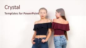  Presentation with wall - PPT theme consisting of quinceanera - two young girlfriends posing background and a sky blue colored foreground