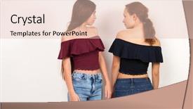  Presentation with german shepherd two young puppys - Colorful PPT theme enhanced with quinceanera - two young girlfriends posing backdrop and a lemonade colored foreground