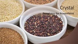  Presentation with rice grains - PPT layouts featuring black quinoa and other gluten background and a coral colored foreground