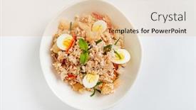  Presentation with quinoa - Presentation theme consisting of quinoa-salad-with-boiled-egg background and a coral colored foreground
