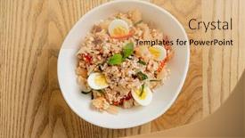  Presentation with quinoa - Theme having quinoa-salad-with-boiled-egg background and a coral colored foreground