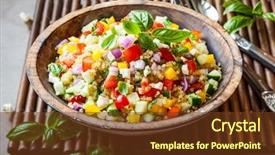  Presentation with quinoa - Slides consisting of quinoa salad with cucumber tomato and feta background and a tawny brown colored foreground