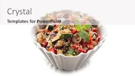  Presentation with quinoa - PPT theme with quinoa-salad-with-vegetables-vegetarian background and a white colored foreground