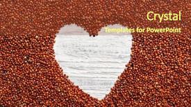  Presentation with shape heart - Theme having quinoa seeds on wooden background background and a tawny brown colored foreground