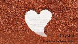  Presentation with heart shape from natural tree - PPT theme enhanced with quinoa seeds on wooden background background and a tawny brown colored foreground
