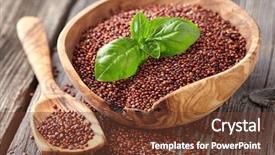 Presentation with basil seeds - Presentation design consisting of quinoa seeds with basil leaves background and a tawny brown colored foreground