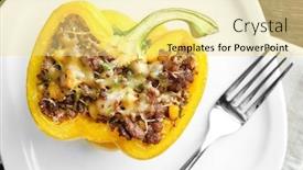  Presentation with quinoa - PPT theme featuring quinoa-stuffed-pepper-on-white background and a blonde colored foreground