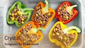  Presentation with quinoa tech - PPT layouts enhanced with quinoa stuffed peppers in baking background and a gold colored foreground