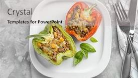  Presentation with quinoa - Slides enhanced with quinoa-stuffed-peppers-on-white background and a light gray colored foreground
