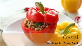  Presentation with quinoa - Slides having quinoa-stuffed-peppers-on-white background and a gold colored foreground