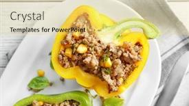  Presentation with quinoa - PPT theme consisting of quinoa-stuffed-peppers-on-white background and a yellow colored foreground