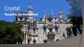  Presentation with backingam palace - Audience pleasing slide set consisting of quinta-da-regaleira-palace backdrop and a teal colored foreground