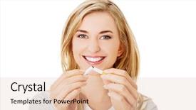  Presentation with adultery concept of broken marriage - Presentation enhanced with quit - young beautiful woman holding broken background and a lemonade colored foreground