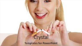  Presentation with quit - Slide deck consisting of quit - young woman breaking cigarette background and a coral colored foreground