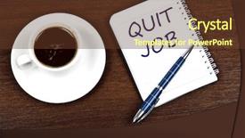  Presentation with quit - Slide deck with quit job message and coffee background and a tawny brown colored foreground