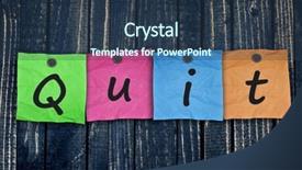  Presentation with quit - Theme featuring employee announcement paper office - quit message post on wooden background and a ocean colored foreground