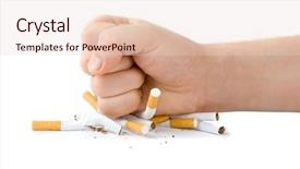  Presentation with cigarettes - Presentation having no smoking - male fist with many cigarettes background and a lemonade colored foreground