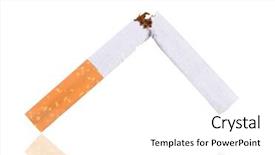  Presentation with quit - Presentation theme enhanced with quit smoking breaking the cigarette over white background and a white colored foreground