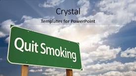  Presentation with quit - Amazing presentation theme having quit smoking green road sign backdrop and a light blue colored foreground