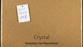  Presentation with quit - Colorful PPT theme enhanced with quit your job message on office cork board employment concept backdrop and a coral colored foreground