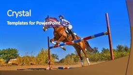  Presentation with horse - Beautiful slide set featuring quitable - image of female jockey backdrop and a cobalt blue colored foreground