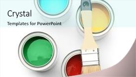  Presentation with paint brush brash and red - Amazing slide set having quitar - cans with color paints backdrop and a arctic colored foreground