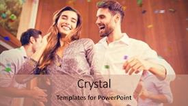  Presentation with tribal dancing - Amazing theme having quitar - cheerful young friends dancing together backdrop and a coral colored foreground