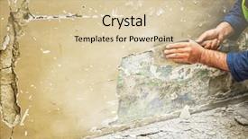  Presentation with eco friendly home renovation - Audience pleasing presentation theme consisting of quitar - home renovation -worker scraping old backdrop and a lemonade colored foreground