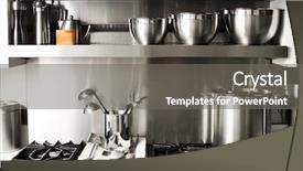  Presentation with restaurant kitchen - Presentation design consisting of quite new kitchen stuff background and a gray colored foreground