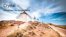  Presentation with indian fashion traditional - Cool new slides with quixote - traditional windmills and castle backdrop and a light blue colored foreground