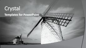  Presentation with windmills - Theme enhanced with quixote - traditional windmills in consuegra toledo background and a gray colored foreground
