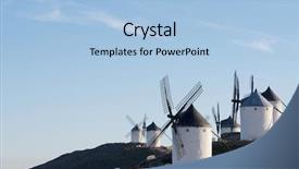  Presentation with spain music - Audience pleasing slides consisting of quixote - windmills in consuegra toledo castilla backdrop and a light blue colored foreground