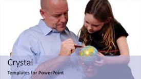  Presentation with quiz - Presentation theme having quiz - father teacher daughter geography background and a  colored foreground