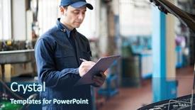  Presentation with mechanic - PPT theme having quotations - portrait of a mechanic writing background and a ocean colored foreground