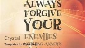  Presentation with quote - Slide deck with quote-always-forgive-your-enemies background and a coral colored foreground